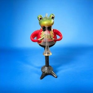 Scottish Christmas Frog in Tuxedo with Trumpet Glass Christmas Ornament Decor 6"